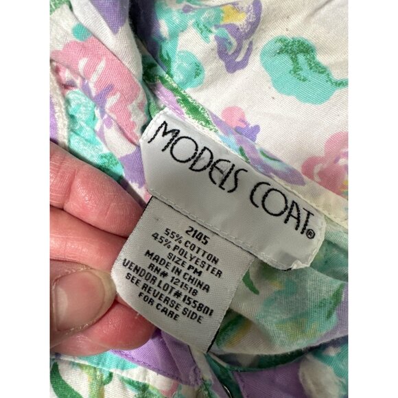 Vintage Models Coat Floral Nightgown Robe Size M 55% Cotton 45% Polyester White - Picture 2 of 14
